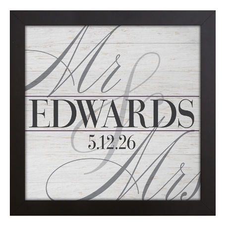 Happily Married Framed Canvas - Mr & Mrs - 11x11