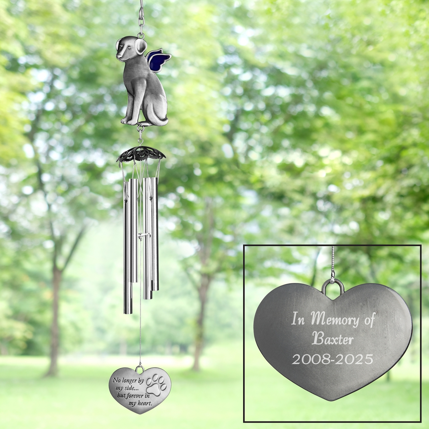 Paw Print On My Heart Dog Memorial 17.5 inch Wind Chime