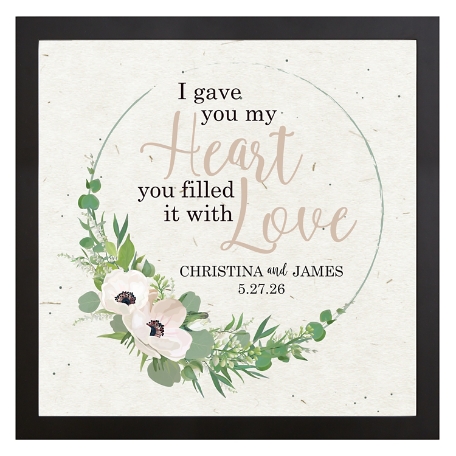 Heart is Filled with Love Framed Canvas - 16x16