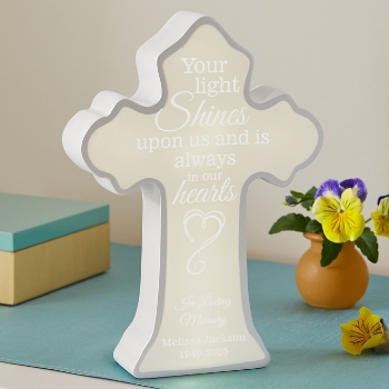 Shine Bright Memorial Light-Up Personalized Cross