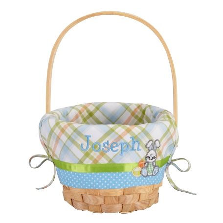 Create Your Own Easter Basket - Blue Applique Bunny 8"