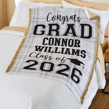 Plaid Grad Throw Blanket
