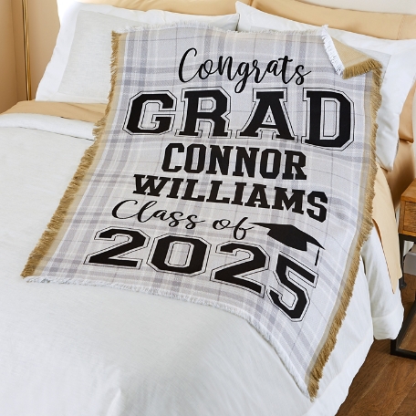 Plaid Grad Throw Blanket