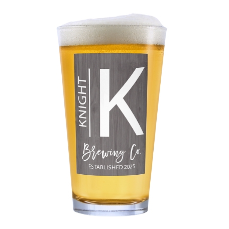 Modern Name Pint Beer Glass-Single