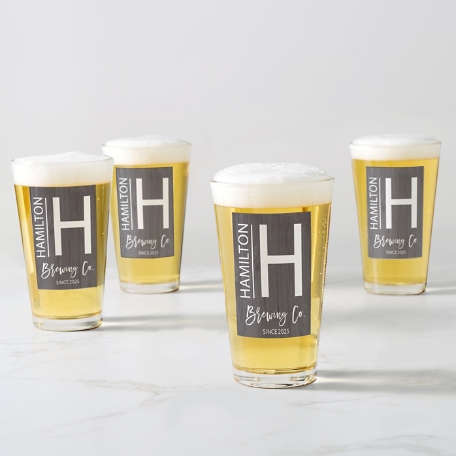 Modern Name Pint Beer Glass