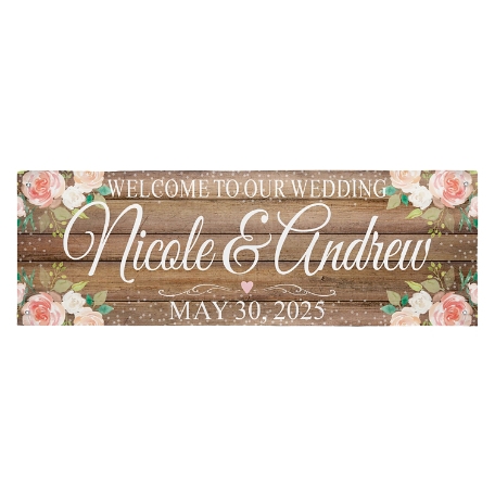 Rustic Floral Celebration Banner - Brown - 6ft