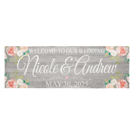 Rustic Floral Celebration Banner - Gray - 6ft