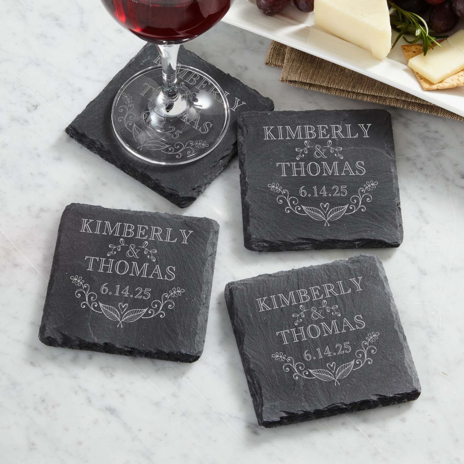 True Love Heart Slate Coasters