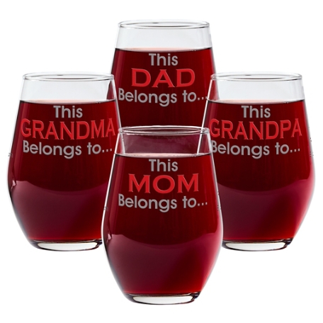 Family Belonging Stemless Wine Glass - Set of 4