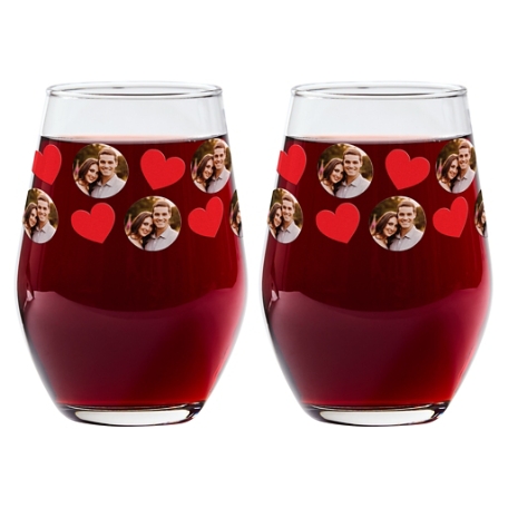 Love Rocks Photo Glassware - Set of 2 - Stemless Wine Glass