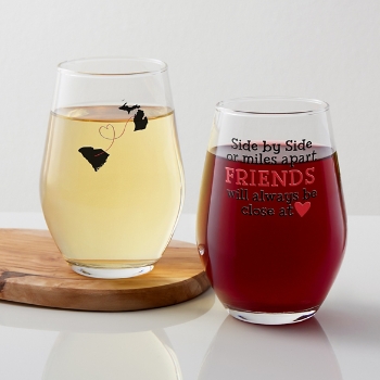 Miles Apart Close At Heart Stemless Wine Glass