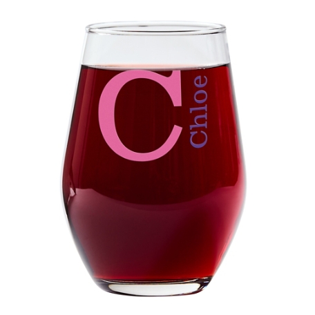 Name & Initial Glassware - Stemless Wine Glass