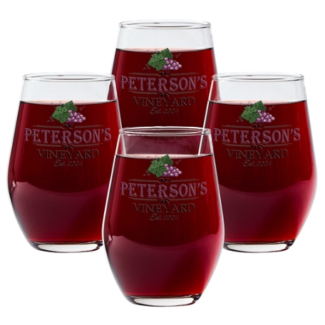 Vineyard Wine Stemless Glass - Set of 4