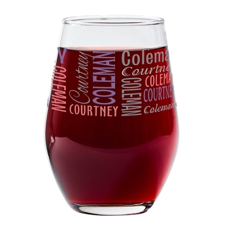 You Name It! Signature Stemless Wine Glass - Purple/Pink