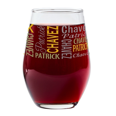 You Name It! Signature Stemless Wine Glass - Yellow/Green
