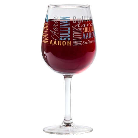You Name It! Signature Wine Glass - Blue/Orange