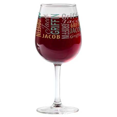 You Name It! Signature Wine Glass - Green/Gold
