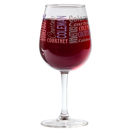 You Name It! Signature Wine Glass - Purple/Pink