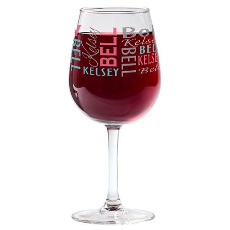 You Name It! Signature Wine Glass - Pink/Teal