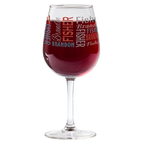 You Name It! Signature  Wine Glass - Red/Blue