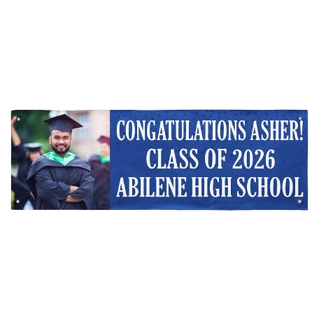 Create Your Own Banner - Photo & Message - Blue - 6 ft