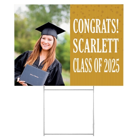 Create Your Own 2 Sided Yard Sign - Photo & Message - Gold
