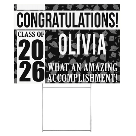 Best in Class Graduation 2 Sided Yard Sign - Black