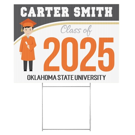 Graduation Character 2 Sided Yard Sign- Orange