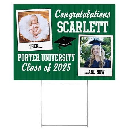 How Time Flies Graduation 2 Sided Yard Sign - Green