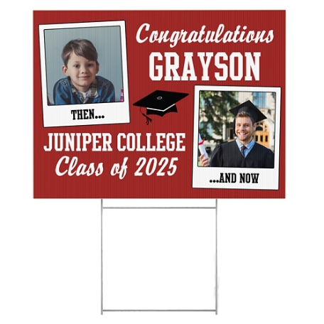 How Time Flies Graduation 2 Sided Yard Sign - Red