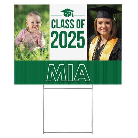 Way To Grow! Graduation Photo 2 Sided Yard Sign - Green