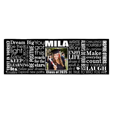 Dream Big Graduation Photo Banner - 6 Ft - Black