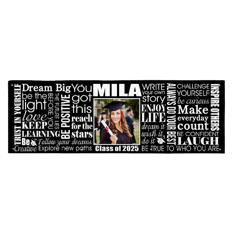 Dream Big Graduation Photo Banner - 8 Ft - Black