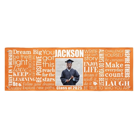 Dream Big Graduation Photo Banner - 6 Ft - Orange