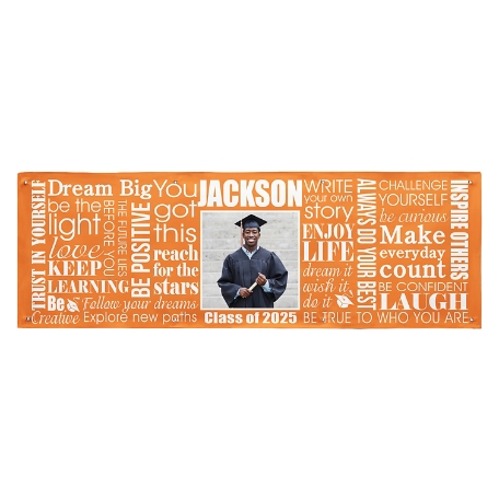 Dream Big Graduation Photo Banner - 8 Ft - Orange