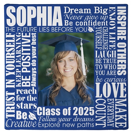 Dream Big Graduation Photo Canvas - 16X16 - Blue