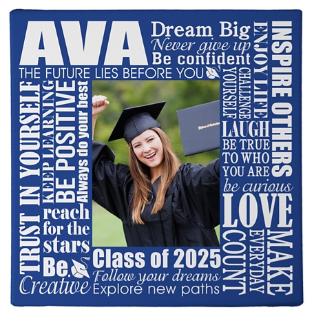Dream Big Graduation Photo Canvas - 11X11 - Blue