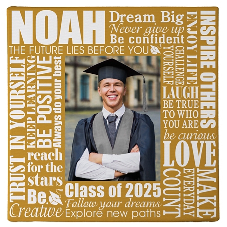 Dream Big Graduation Photo Canvas - 16X16 - Gold