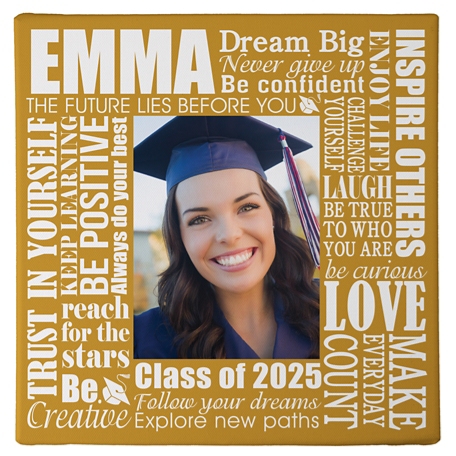 Dream Big Graduation Photo Canvas - 11X11 - Gold