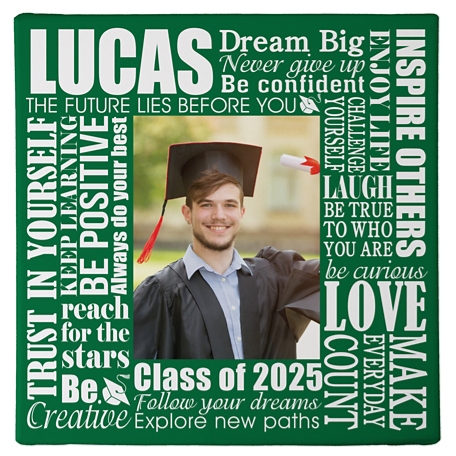 Dream Big Graduation Photo Canvas - 11X11 - Green
