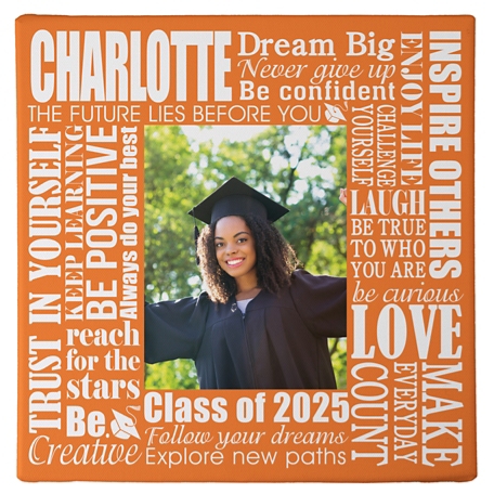 Dream Big Graduation Photo Canvas - 11X11 - Orange