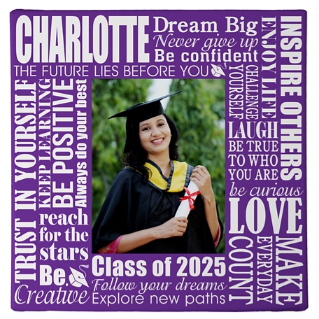 Dream Big Graduation Photo Canvas - 16X16 - Purple