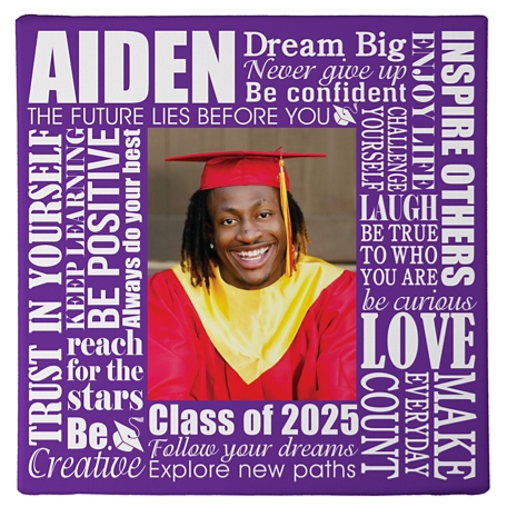 Dream Big Graduation Photo Canvas - 11X11 - Purple