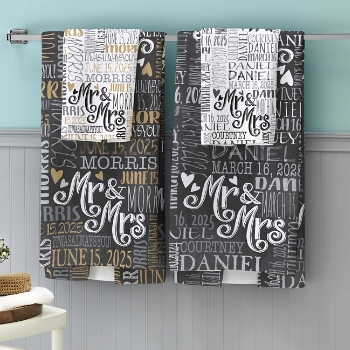 Signature Style Wedding Couple Bath Towels