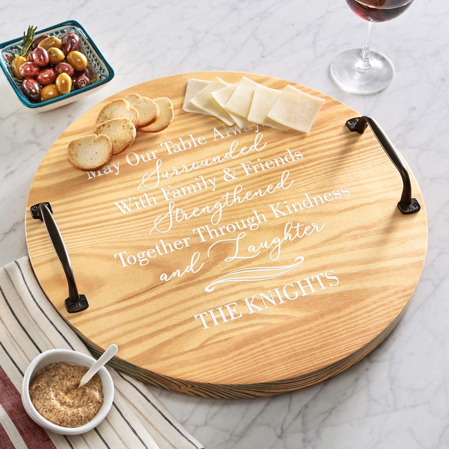 Love & Family Classic Pine Wood Barrel Tray