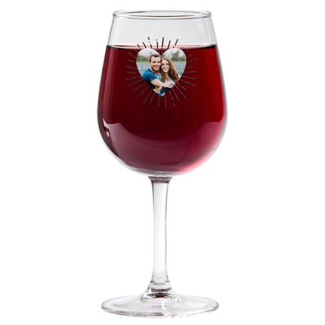 Bursting Heart Photo Message Wine Glass
