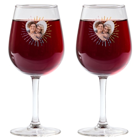 Bursting Heart Photo Message Wine Glass - Set of 2
