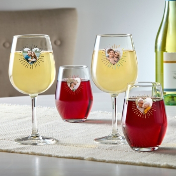 Bursting Heart Photo Message Wine Glass