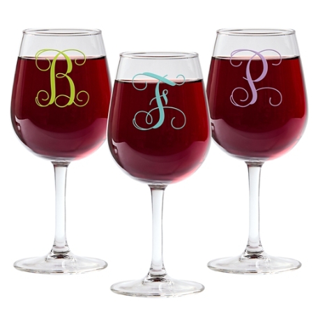 Colorful Initial Wine Glass - Set of 3