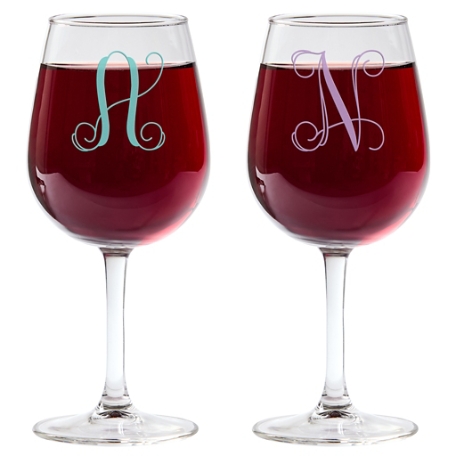 Colorful Initial Wine Glass - Set of 2